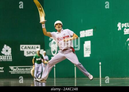 Francia, Nuova Aquitaine, Pyrénées-Atlantiques, Paese Basco, Paese Basco, Biarritz, parte della cesta punta, una specialità di pelota basca Foto Stock