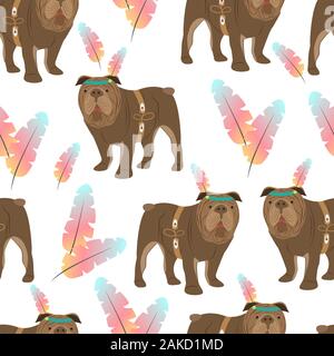 Infantile seamless pattern con disegnati a mano i cani. Illustrazione Vettoriale