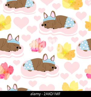 Infantile seamless pattern con disegnati a mano i cani. Illustrazione Vettoriale