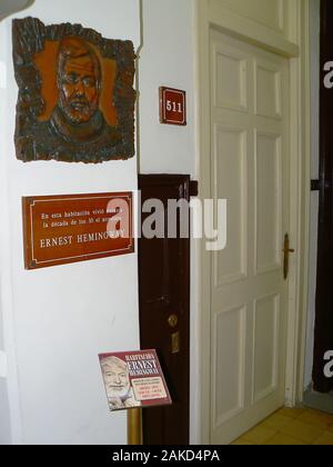 L'hotel Ambos Mundos, dove Ernest Hemingway ha soggiornato durante il suo soggiorno a l'Avana, Cuba Foto Stock