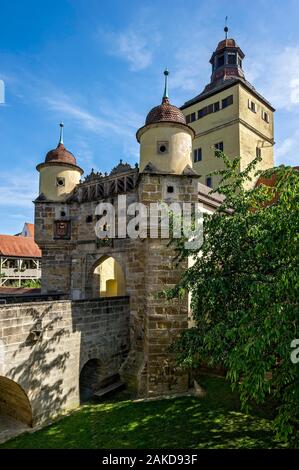 Ellinger Tor, medieval city gate, città vecchia, Weissenburg in Baviera, Media Franconia, Franconia, Baviera, Germania Foto Stock