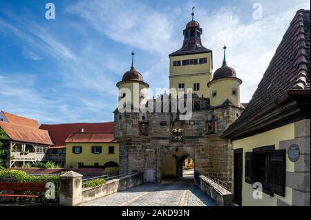 Ellinger Tor, medieval city gate, città vecchia, Weissenburg in Baviera, Media Franconia, Franconia, Baviera, Germania Foto Stock