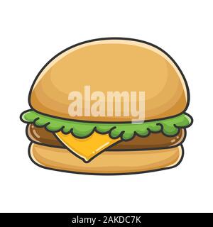 Hamburger sandwich icona design illustrazione isolato su bianco Illustrazione Vettoriale