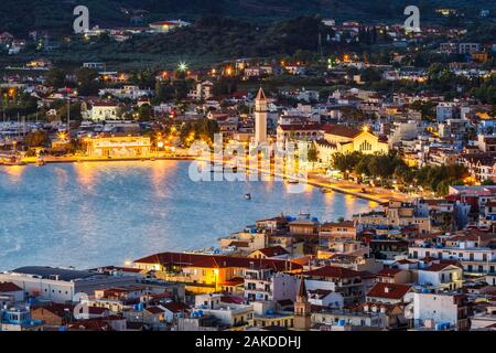 Porto di Zante città come visto da di Bochali view point, Grecia. Foto Stock