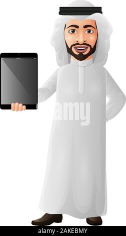 Imprenditore arabo tenendo un tablet Illustrazione Vettoriale