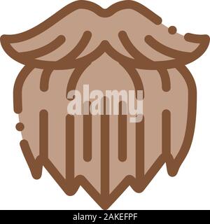 Uomo brutale barba folta icona illustrazione di contorno Illustrazione Vettoriale