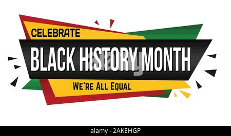 Storia nero mese design banner su sfondo bianco, illustrazione vettoriale Illustrazione Vettoriale