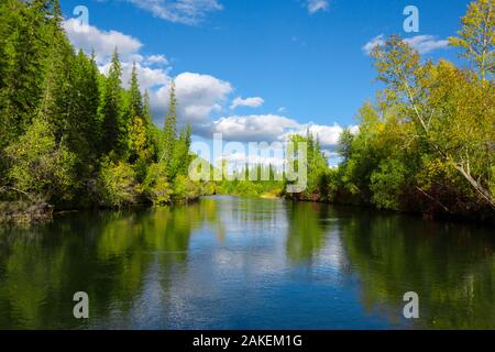 Il paesaggio di raggiunge superiore del fiume Lena, Baikalo-Lensky Riserva, Siberia, Russia, Settembre 2017 Foto Stock