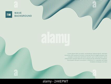 Abstract background moderno di colore blu e verde linee d'onda elementi con lo spazio per il tuo testo. Illustrazione Vettoriale Illustrazione Vettoriale