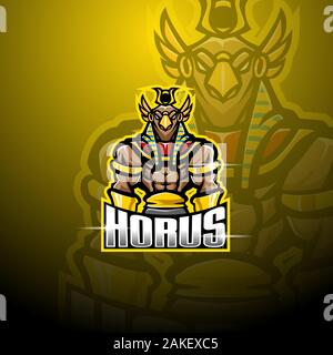 Horus esporte mascotte logo design Illustrazione Vettoriale