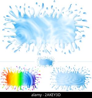 Banner da acqua, colore vernice, schizzi, ruscelli, gocce e blot; impostare un; Eps10; nessun Mesh Illustrazione Vettoriale