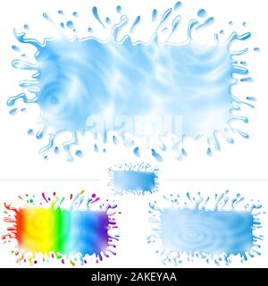 Banner da acqua, colore vernice, schizzi, ruscelli, gocce e blot; Set B; Eps10; nessun Mesh Illustrazione Vettoriale