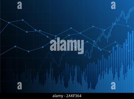 Illustrazione di blu grafico finanziario con la tendenza è in aumento. Mercato e indice di borsa - vettore Illustrazione Vettoriale