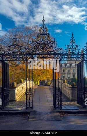 Regno Unito, Inghilterra, Cambridgeshire, Cambridge, Clare College e Clare College ponte sul fiume Cam Foto Stock