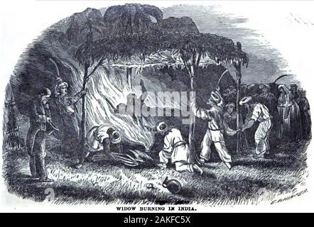 Vedova a bruciare in India (Agosto 1852) Foto Stock