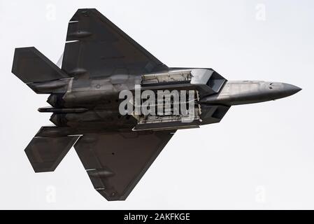 L'impressionante baia delle armi del Lockheed Martin F-22 Raptor jet di quinta generazione del USAF. Foto Stock