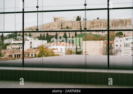 Athens, Grecia - 22 DIC 2019: mostra nel Museo dell'Acropoli di Atene, Grecia, Europa Foto Stock