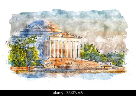 Jefferson Memorial, monumento a Thomas Jefferson, il terzo presidente degli Stati Uniti Foto Stock