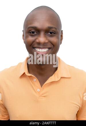 Ritratto di African American adulto uomo isolato su sfondo bianco per tagliare Foto Stock