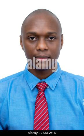 Foto tessera di African American businessman isolato su sfondo bianco per tagliare Foto Stock