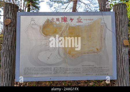 Folklore Michinoku villaggio nella stagione primaverile giornata di sole. Kitakami Tenshochi Park Cherry Blossoms Matsuri festival. Kitakami, nella prefettura di Iwate, Giappone Foto Stock