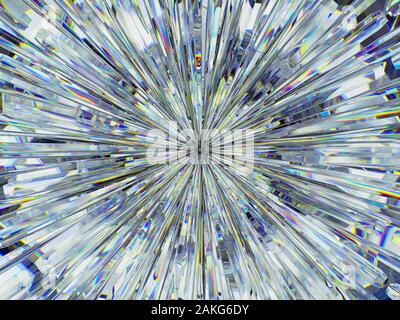 Gemma o a diamante closeup texture e caleidoscopio. 3D rendering 3D illustrazione Foto Stock