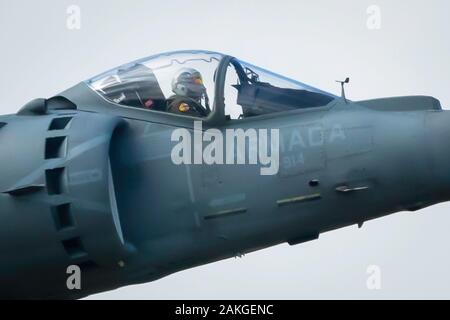 Fairford, Gloucestershire, Regno Unito - 20th luglio 2019: Spagnolo Marina EAV-8B Harrier II Espone al Fairford International Air Tattoo 2019 Foto Stock