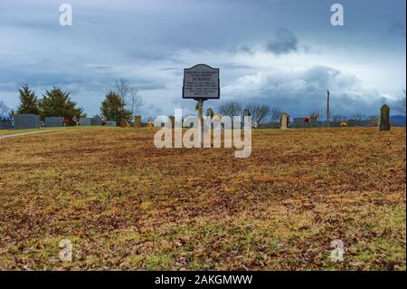 Sparta,Tennessee,USA-dicembre 29, 2019: circa cinquanta schiavi erano furono sepolti su questo appezzamento di terra con nessun lapidi in quanto non è noto che essi w Foto Stock