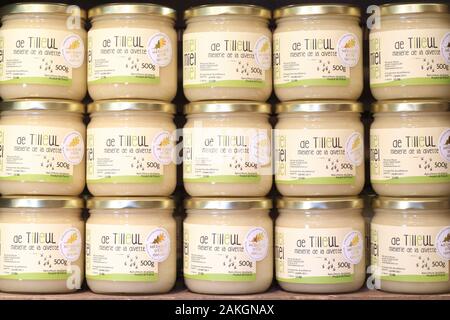 Francia, Oise, Thiescourt, Divette miele casa, lime tree honey pots (Tillia cordata) Foto Stock