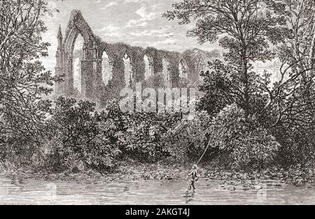 Bolton Abbey in Wharfedale, North Yorkshire, Inghilterra, visto qui nel XIX secolo. In inglese da immagini, pubblicato 1890. Foto Stock