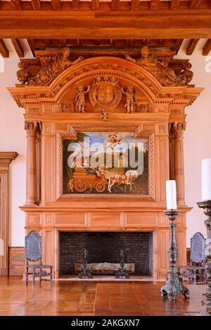 Francia, Dordogne Périgord Noir, castello di Hautefort, la grande sala in appartamenti privati Foto Stock