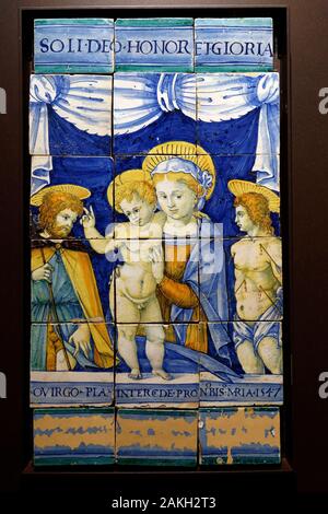 In Italia, la Liguria, Genova, Museo Diocesano (museo diocesano) nel chiostro dei Canonici, Madonna con Bambino, San Rocco e di San Sebastiano Foto Stock