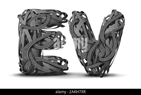 EV il trasporto e il veicolo elettrico trasporto alimentato a batteria o a spina nella tecnologia di auto come eco friendly combustibile rinnovabile e concetto di trasporto. Foto Stock