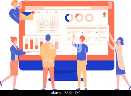 Team di professionisti che lavorano su un progetto. Illustrazione Vettoriale