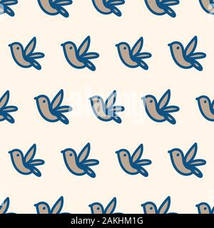 Vettore di seamless pattern con battenti sparrow uccelli su uno sfondo luminoso Illustrazione Vettoriale