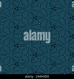 Vettore di seamless pattern con linee e punti costituenti le forme esagonali Illustrazione Vettoriale