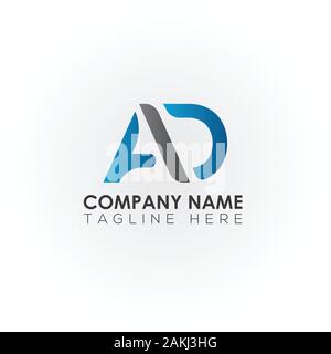 Annuncio iniziale Lettera con logo moderno creativo Business Tipografia template vettoriale. Creative Abstract Lettera AD vettore Logo. Illustrazione Vettoriale