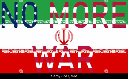 Non più la guerra sullo sfondo della bandiera iraniana. Illustrazione Vettoriale