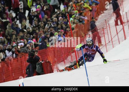 Madonna di Campiglio, Italia. 8 Gen, 2020. tonetti riccardo (ita)durante la Audi FIS World Cup - Slalom uomini, sci di Madonna di Campiglio, Italia, gennaio 08 2020 - LPS/Sergio Bisi Credito: Sergio Bisi/LP/ZUMA filo/Alamy Live News Foto Stock