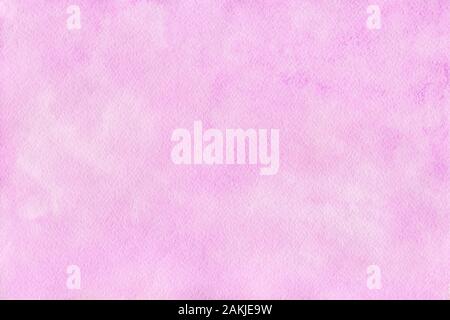 Rosa delicato acquerello sfondo in colori pastello. Sfondo viola con la trama della carta. Cielo di tramonto con le nuvole. Illustrazione disegnata a mano. Foto Stock