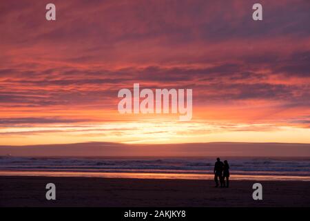 Oregon Coast Sunset Lincoln City Foto Stock