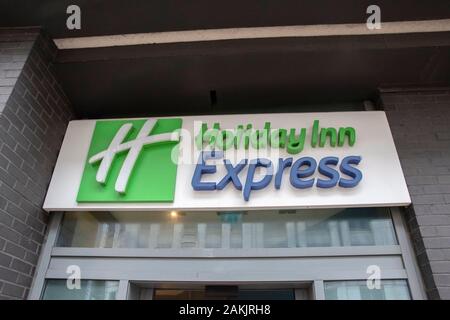 Billboard Holiday Inn Express a Manchester Inghilterra 2019 Foto Stock