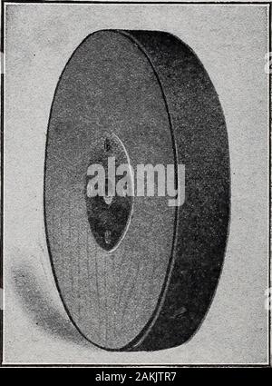 Il moderno electroplater; un libro completo considerando pienamente i principi elementari di elettro deposizione di metalli e la loro applicazione pratica e uso industriale . Fig. 122.-Allentato di montone mola di lucidatura ruote sono disponibili in qualsiasi diametro oltre 8 inchesand qualsiasi spessore maggiore di 1 pollici. 208 Il Modem Electroplater. Fig. 123.-Bull collo mola di lucidatura Foto Stock