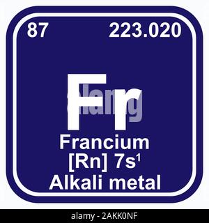 Francium Tavola periodica degli elementi illustrazione vettoriale eps 10 Illustrazione Vettoriale