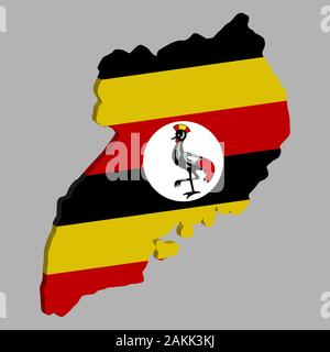 Uganda Map flag Vector illustrazione 3D eps 10 Illustrazione Vettoriale