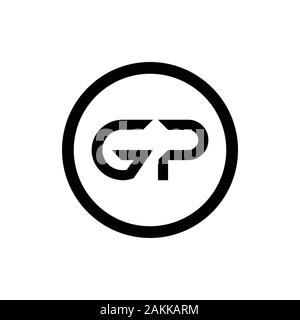 GP iniziale lettera collegata Logo. GP lettere del tipo di Logo Design template vettoriale. Lettera astratta GP logo Design Illustrazione Vettoriale