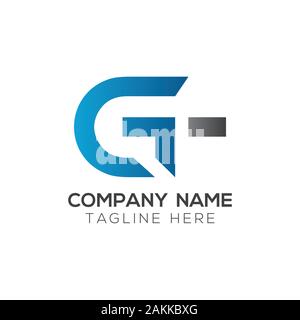 GT iniziale lettera collegata Logo. GT tipo letter Logo Design template vettoriale. Lettera astratta GT logo Design Illustrazione Vettoriale