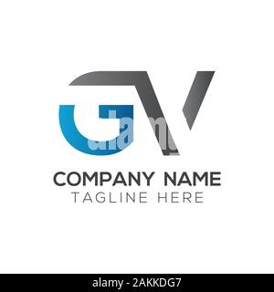 GV iniziale lettera collegata Logo. GV lettera tipo Logo Design template vettoriale. Lettera astratta GV logo Design Illustrazione Vettoriale