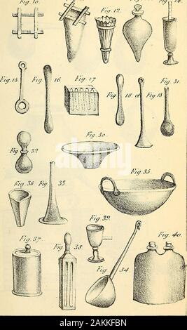 Traité complet de pharmacie théorique et pratique : contenant les éléments, l'Analyse et les formules de tous les médicaments ... . ,/Fr/io.Ja///t/f -*/?. ?JJj/7-&LT;-/;.• Pùmc/ie ? Ftgr. /O Fia. il fy-*- ft. P/anc//& 3. Foto Stock