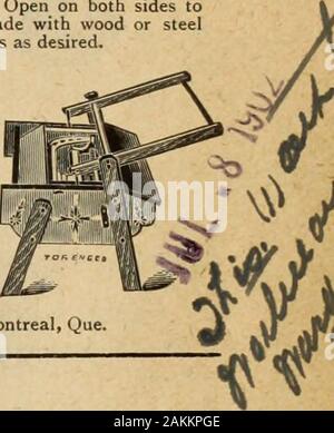 Merchandising Hardware (gennaio-giugno 1902) . DAISY CHURN ^ ha temprato con struttura in acciaio bicicletta cuscinetti a sfera, più forte, neat-est e più conveniente cornice. Soltanto due bulloni per regolare insetting fino. Arco in acciaio leve, adatta sia a piedi orsitting postura. Ha quattro ruote e piedi regolabili per holdstand stabile mentre la zangolatura. Quando il tasso di abbandono è bloccato a prua standthe possono essere usati come maniglie per spostarlo sulla frontwheels come comodo come un bambino trasporto. Aperto su entrambi i lati tocenter, dando spazio libero per il secchio. Realizzata con legno o steelstands, con pedivelle solo, o leve di prua come desiderato. Vollmar Pe Foto Stock